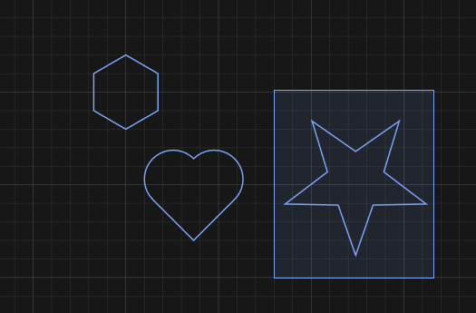 A solid drag box drawn around the star alone