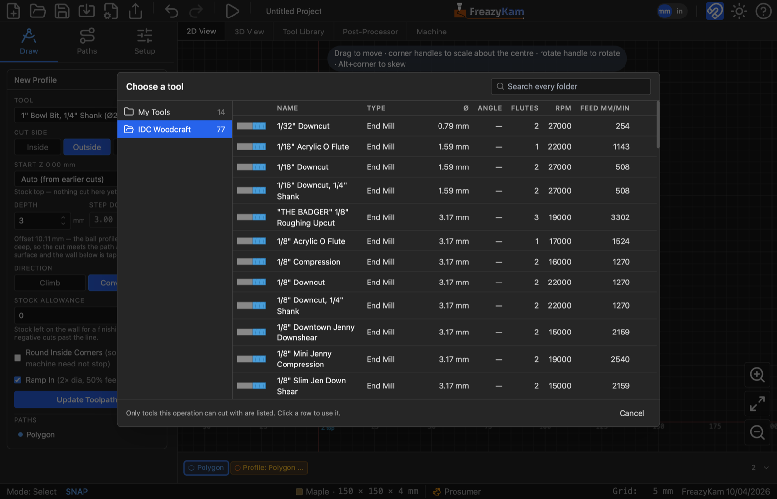 The Choose a tool dialog