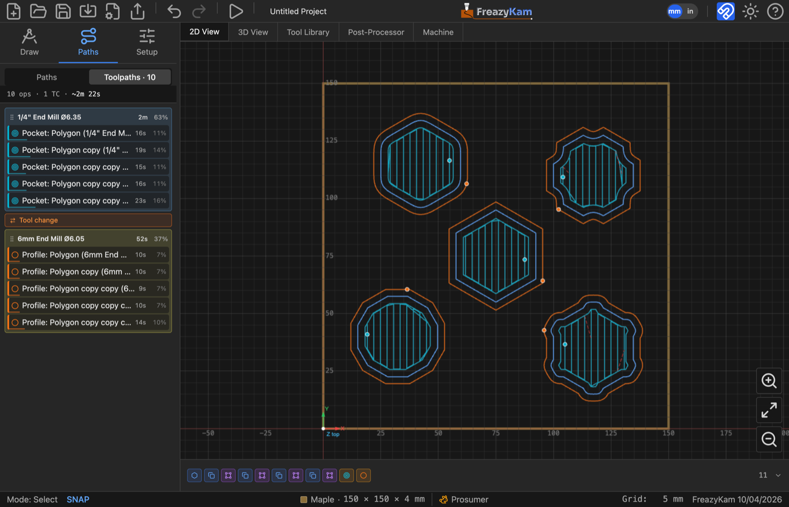 The Toolpaths list