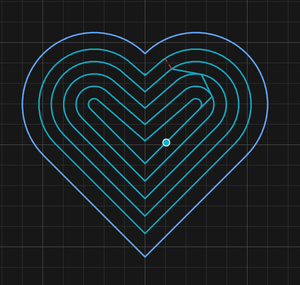 Concentric heart-shaped rings stepping inward